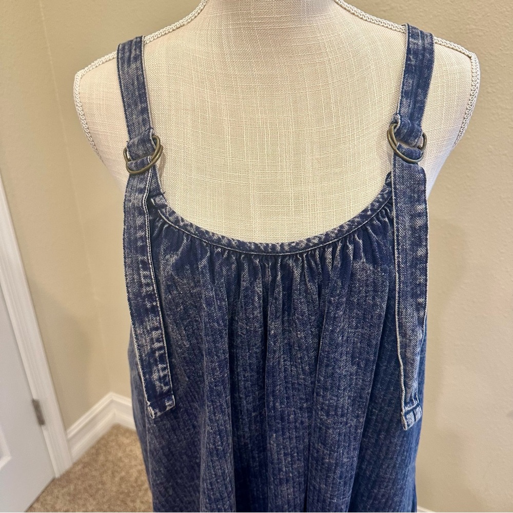 Free People Convertible Denim Mini Dress Size Medium - Picture 5 of 10